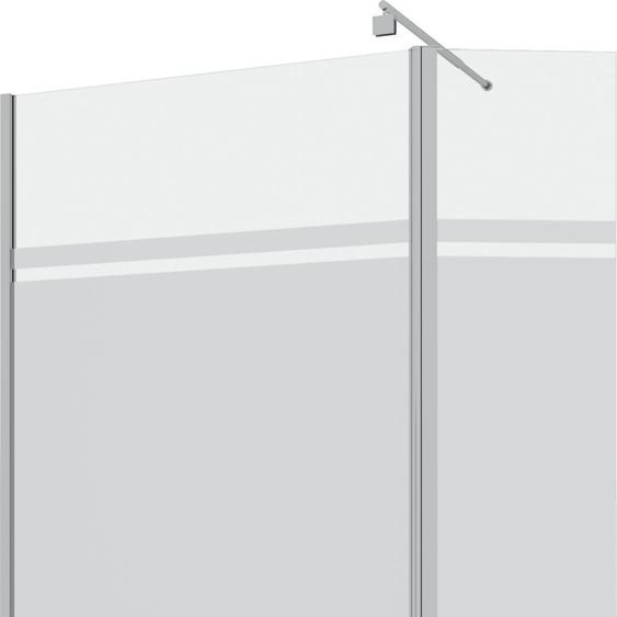 Paroi de Douche et Volet Pivotant 100+40x200 cm - Bandeau Miroir - Barre de Fixation Chrome