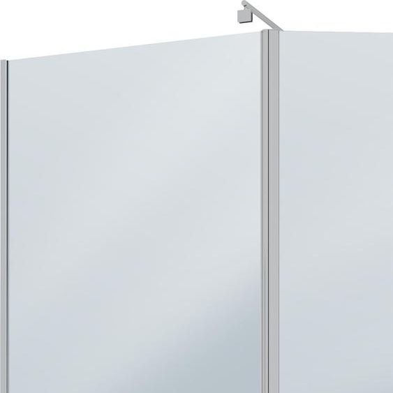 Paroi de Douche et Volet Pivotant 100+40x200cm - Verre Fumé Bleu Nuit + Barre Fixation Chrome