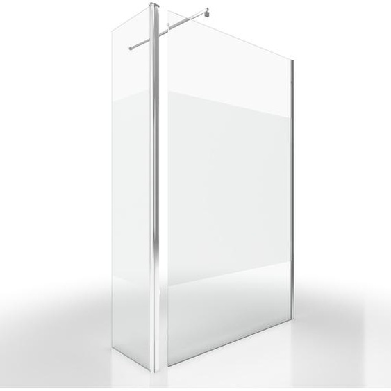 Paroi de Douche et Volet Pivotant 120+40x200 cm - Bande Dépolie - Barre de Fixation Chrome