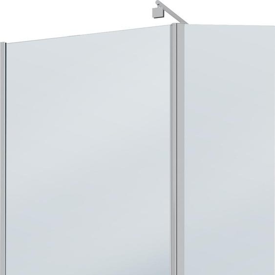 Paroi de Douche et Volet Pivotant 120+40x200cm - Verre Fumé + Barre Fixation Chrome