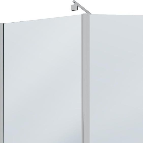 Paroi de Douche et Volet Pivotant 90+40x200cm - Verre Fumé + Barre Fixation Chrome