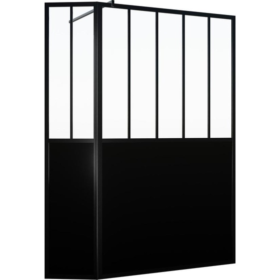 Paroi de Douche Façon Verrière avec Volet Pivotant - 120+40x200 cm - Verre Transparent et Noir
