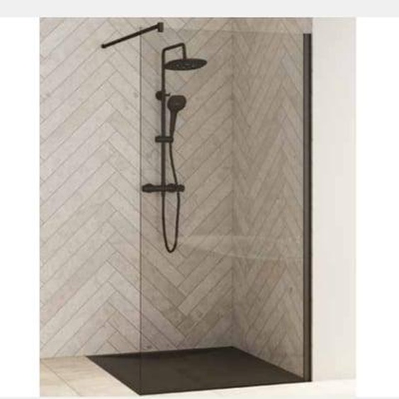 Paroi de douche fixe 198,3 X 130 Smart Design solo profilé noir verre transparent
