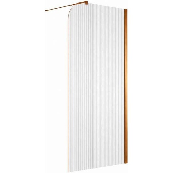 Paroi de douche italienne flûtée - 110 x 195 cm - Cuivre brossé - Droite - LUCIA