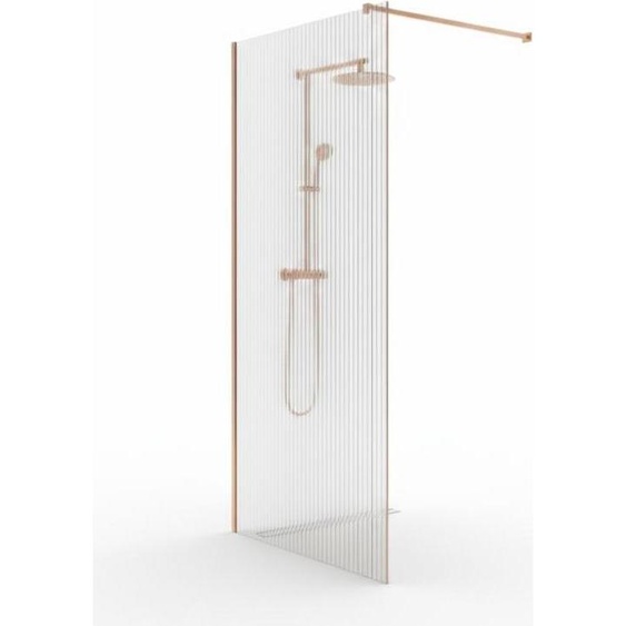 Paroi de douche italienne flûtée - 120 x 195 cm - Cuivre brossé - LINEA