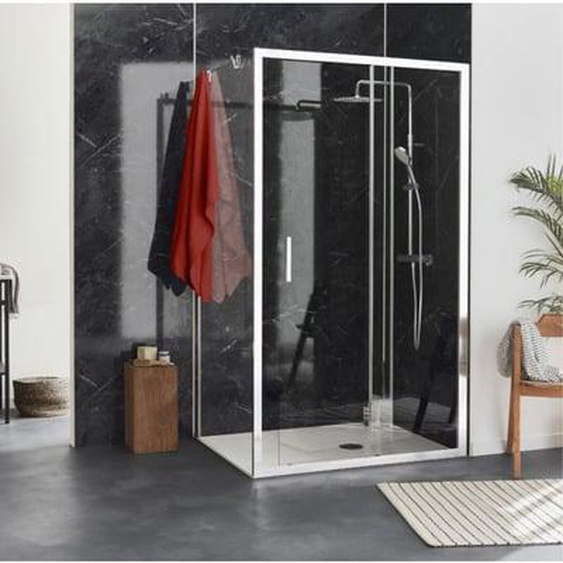 Paroi de douche Lingénieuse porte coulissante, installation angle  120 x 90