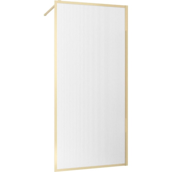Paroi de Douche Verre Cannelé 6 mm - 120x200 cm - Cadre et Bras Aluminium Or Doré Brossé