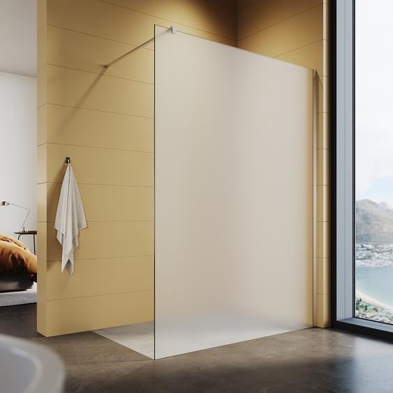 Paroi de douche Walk in douche 120x200cm verre dépoli Paroi de douche 8mm NANO verre de sécurité, avec barre de support, entièrement satiné