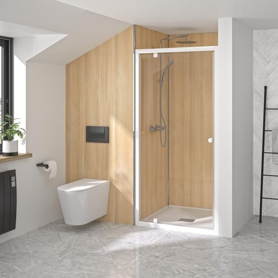 Paroi douche porte pivotante SUPRA P profilé blanc verre transparent 100 cm KINEDO PA1523BTN