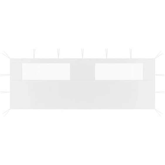 Paroi latérale de belvédère avec fenêtres 6x2 m Blanc