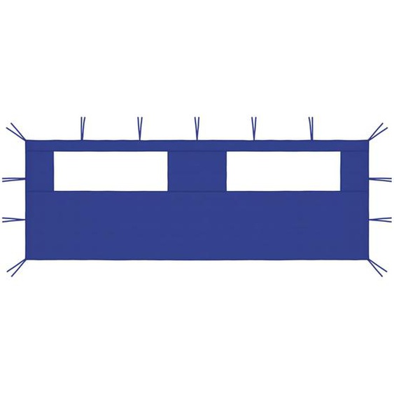 Paroi latérale de belvédère avec fenêtres 6x2 m Bleu