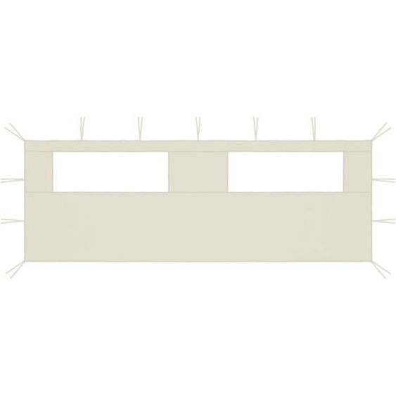 Paroi latérale de belvédère avec fenêtres 6x2 m Crème