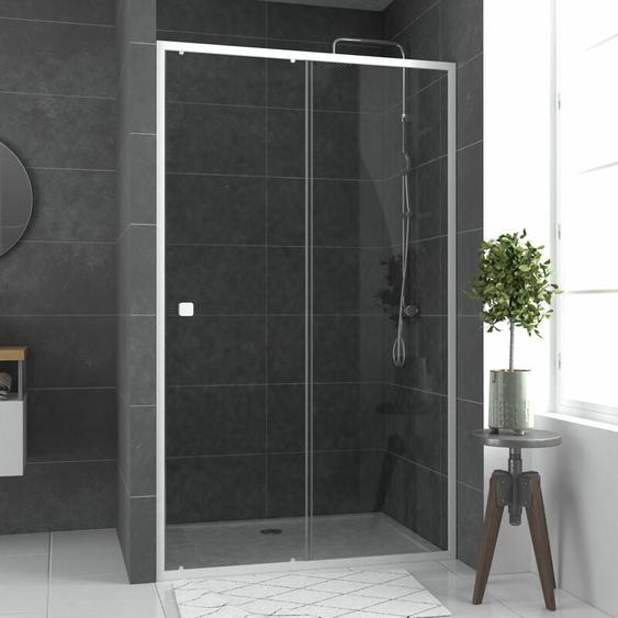 Paroi porte de douche coulissante blanc 120x185cm - extensible - whity slide 120