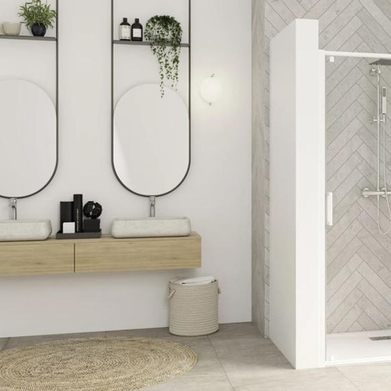 Parois de douche SMART DESIGN coulissant 137-150cm profilé blanc avec verre transparent - KINEDO - PA9215BTNE