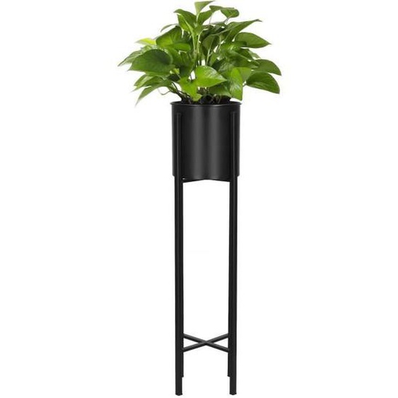 Parterre de fleurs en métal SPRINGOS avec pot noir - 16 x 74 cm