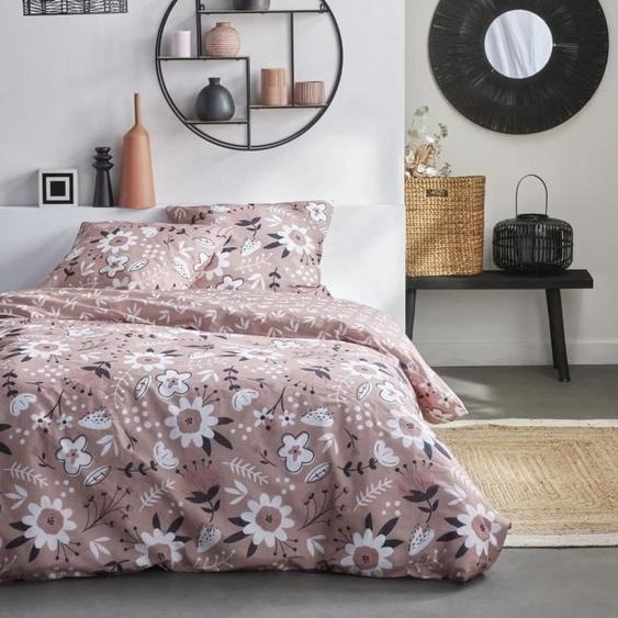 Parure de Lit 2 Personnes Today Sunshine, 220 x 240 cm, 100% Coton Imprimé, 57 Fils, Rose Floral