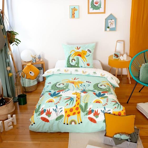 Parure De Lit Coton Réversible Turquoise