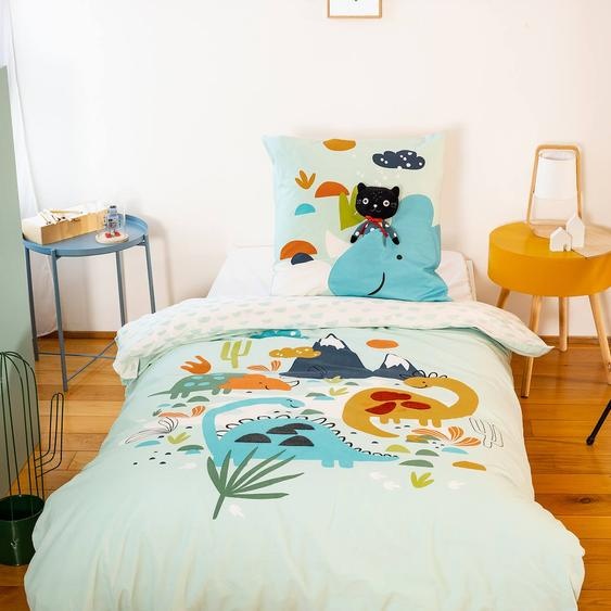 Parure De Lit Coton Réversible Vert Deau