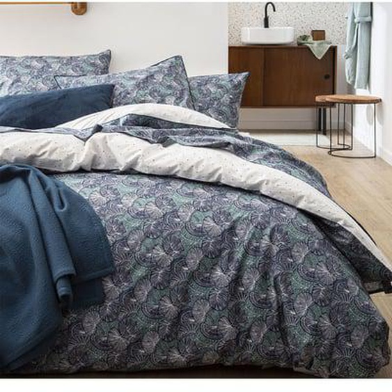 Parure de lit Housse de couette + taies rectangles unie en coton, Zephyr