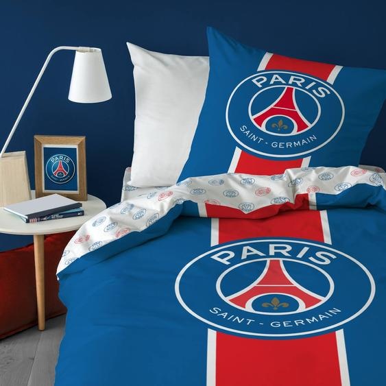Parure De Lit Imprimée 100% Coton, Psg Classic Bleu