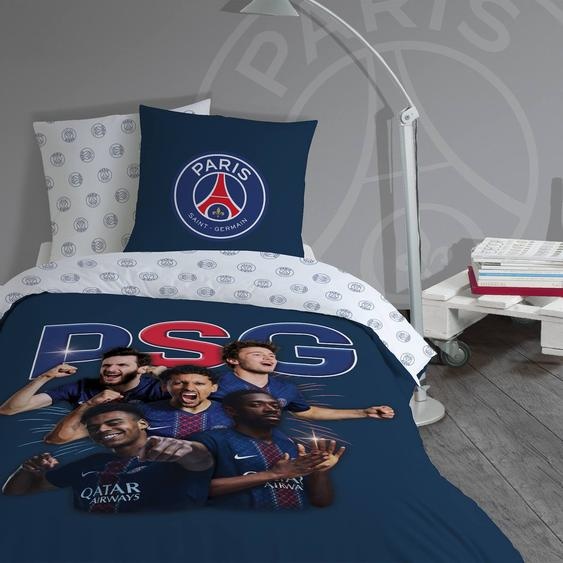 Parure De Lit Imprimée 100% Coton, Psg Winners Bleu