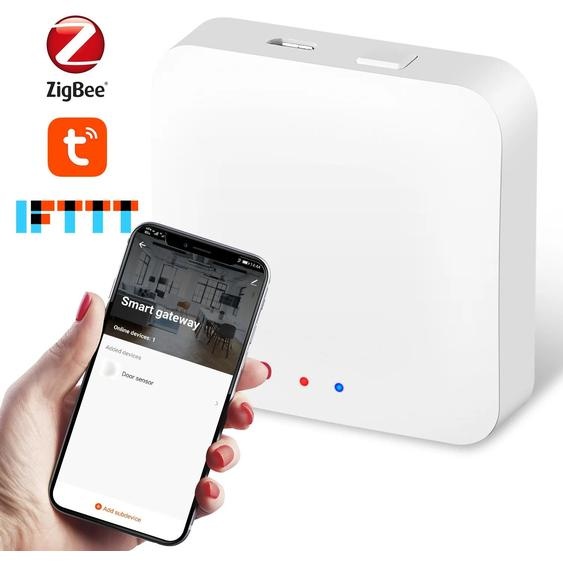Passerelle ZigBee – Hub pour la maison intelligente, compatible avec les thermostats de radiateur – Contrôle via application sans fil – 1 passerelle – 3,7 V