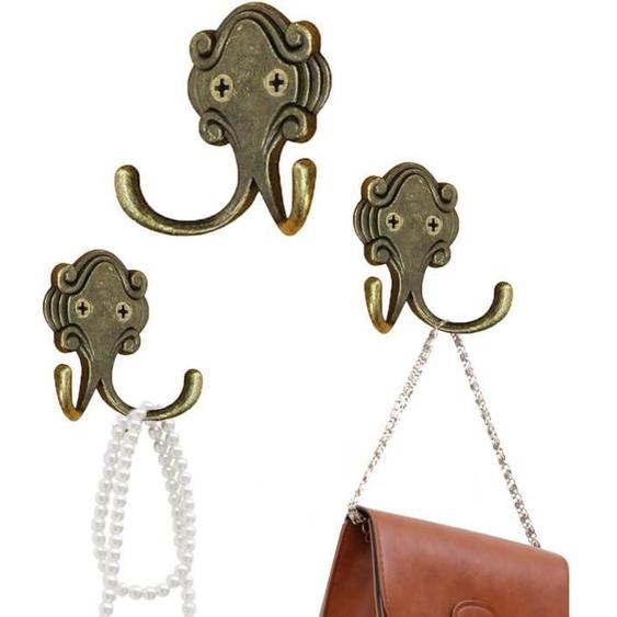 Patère,10Pcs Patere Metal Vintage, Patère Rétro Porte Manteau Mural Patères avec Double Crochets pour Salle de Bain Maison Cuisine