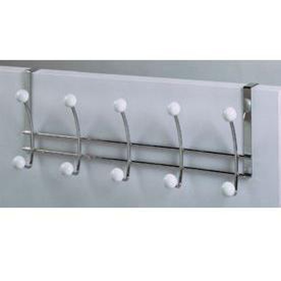 Patère - HOME BAIN - Dble Twin - Chrome/Blanc - Métal - 48 cm x 11 cm x 19 cm