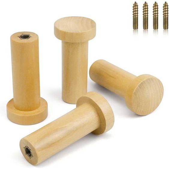 Patere Murale Bois,4 Pièces Tasseaux Murale en Bois,Cylindrique Porte Manteau Mural Bois avec Vis Montage,pour Suspendre