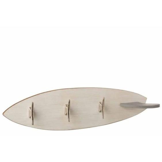Patère Murale - J-LINE - Surf - 66cm - Beige & Argent - Bois Massif