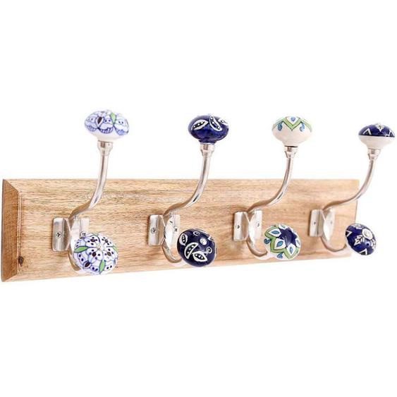 Patère - SIL - 4 double-crochets en bois de manguier et grès
