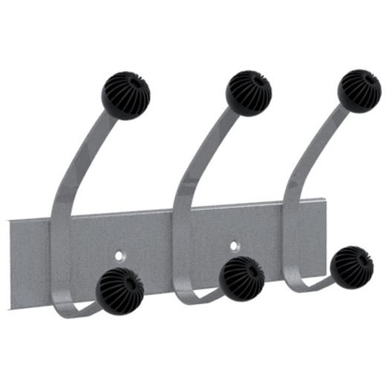 Patères  doubles 3 boules  gris métal Unilux