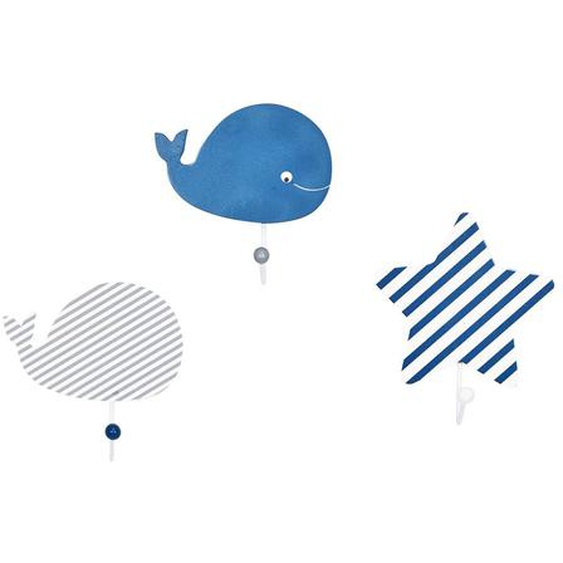 Patères En Bois Lot De 3 - Blue Baleine Bleu
