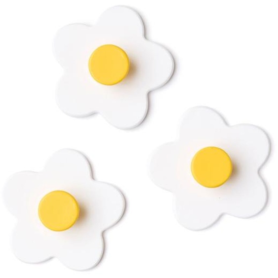 Patères Murales Fleur Blanches (3 Pièces) Blanc, Jaune