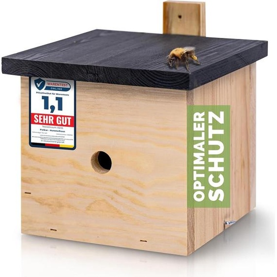 PATKAR® Maison pour bourdons Boîte à bourdons [EXTRA STABLE] - Hôtel à insectes Hôtel à abeilles résistant aux intempéries et au vent en bois de pin (fabriqué en Europe) - Hôtel à abeilles sauvages Ruche pour le jardin - Prêt à lemploi