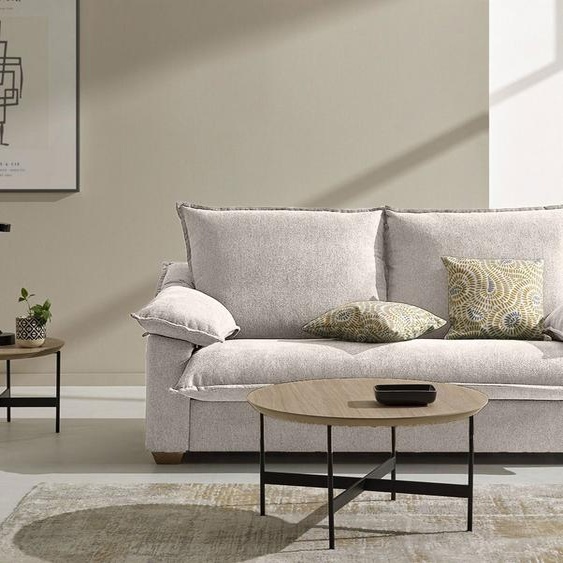 PAU - Canapé convertible 2 places - Velours, Ecru