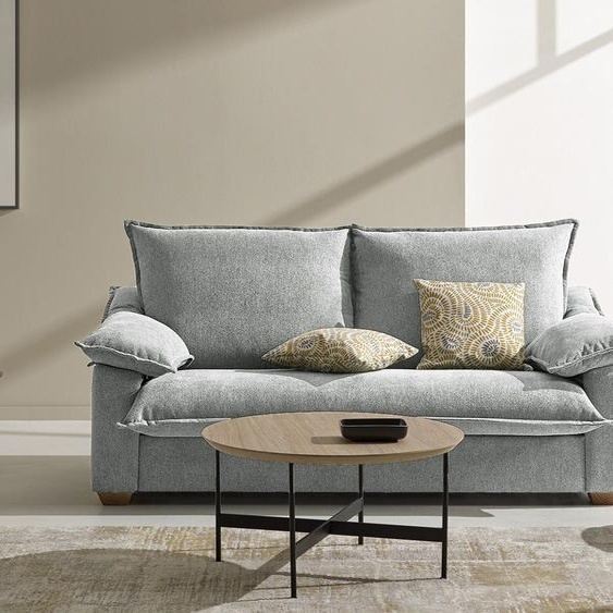 PAU - Canapé convertible 2 places - Velours, Gris clair