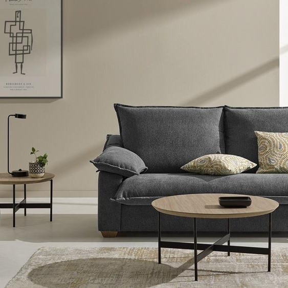 PAU - Canapé convertible 2 places - Velours, Gris souris