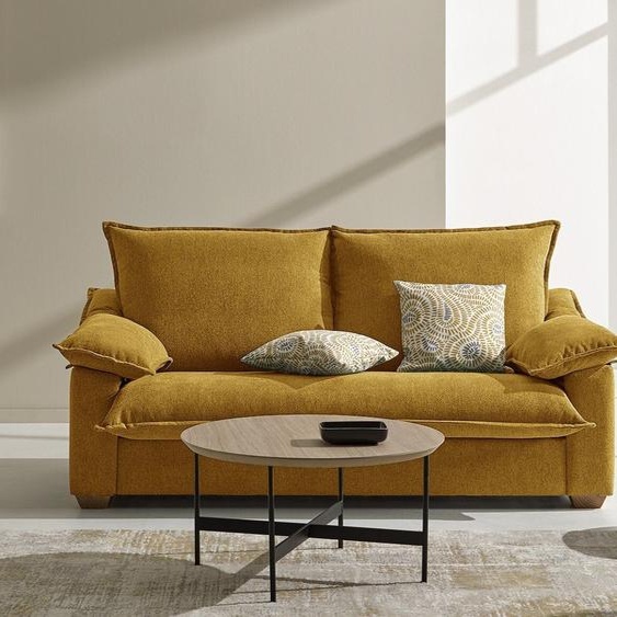 PAU - Canapé convertible 4 places - Velours, Moutarde