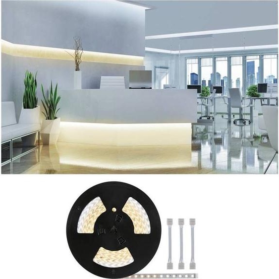 Paulmann MaxLED 500 : Extension de ruban LED à lumière blanche réglable, incluant un câble adaptateur