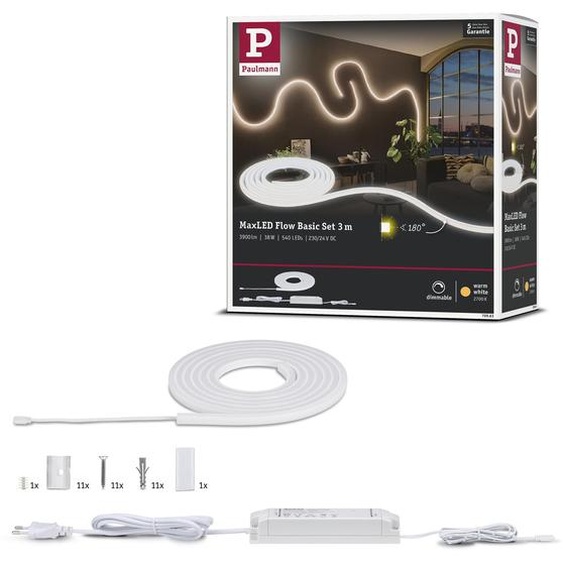 Paulmann MaxLED Flow : Kit de base de ruban LED, lumière blanche chaude