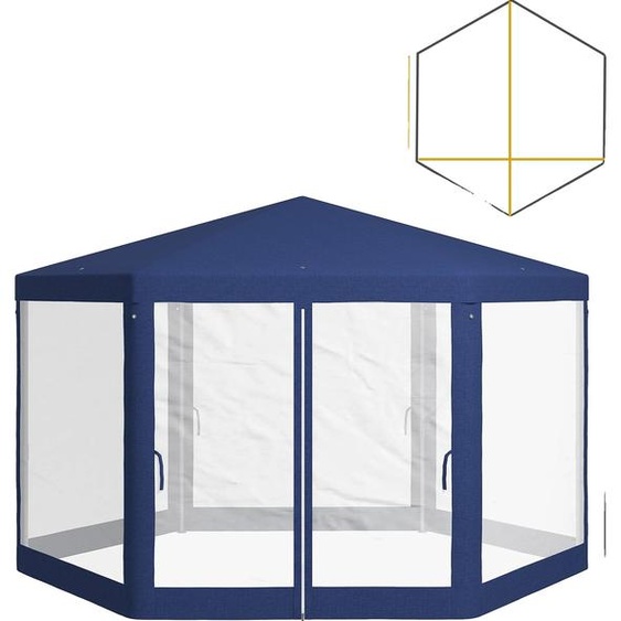 Pavillon, design hexagonal, moustiquaire, bleu