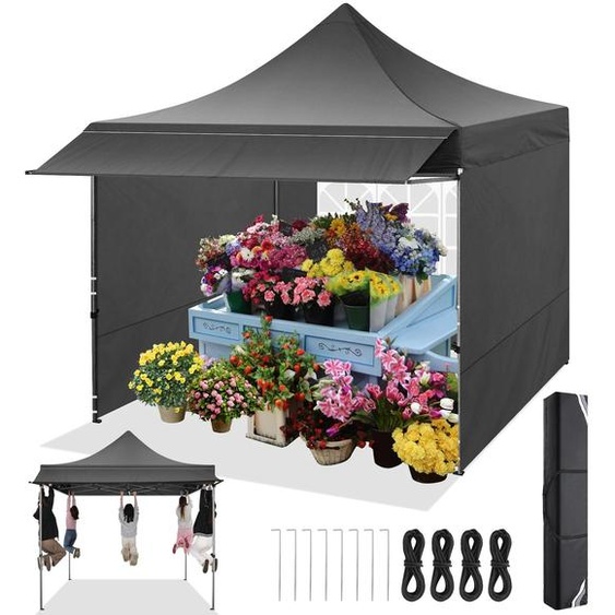 Pavillon, imperméable, toit réglable, noir