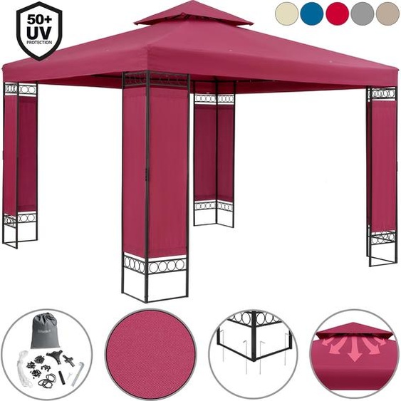 Pavillon Lorca 3x3 m métal toile hydrofuge protection UV 50+ tente de réception tonnelle de jardin pergola mobilier extérieur anthracite