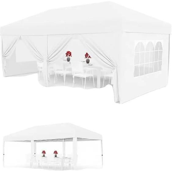 Pavillon, tissu imperméable, hauteur réglable, blanc
