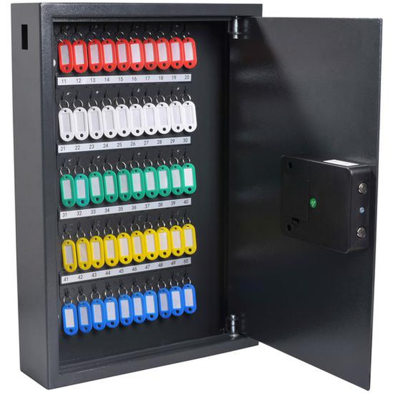 Pavo Armoire à clés haute sécurité en acier à serrure combinaison électronique - capacité 50 clés - Gris anthracite