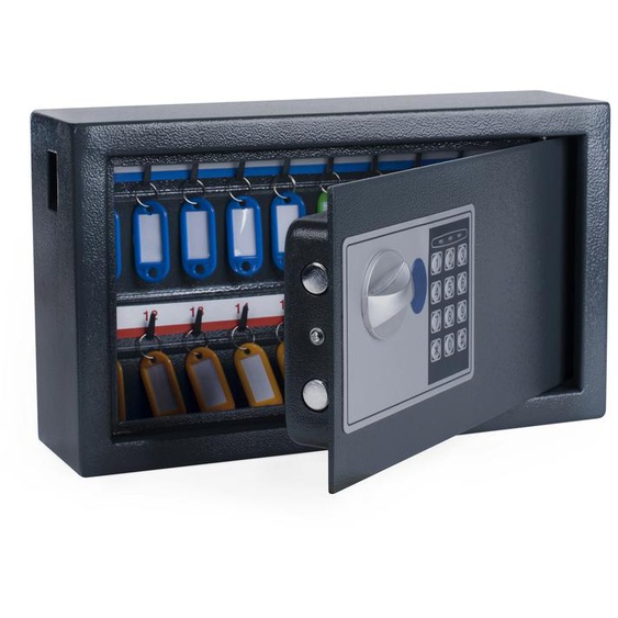 Pavo Armoire à clés haute sécurité en acier serrure à combinaison électronique - capacité 20 clés - Gris anthracite