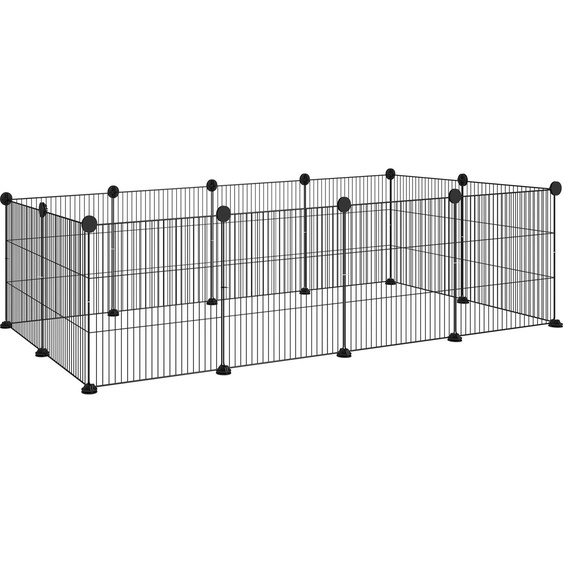 PawHut Cage parc enclos pour animaux domestiques L 140 x l 70 x H 35 cm bords arrondis fil métallique noir