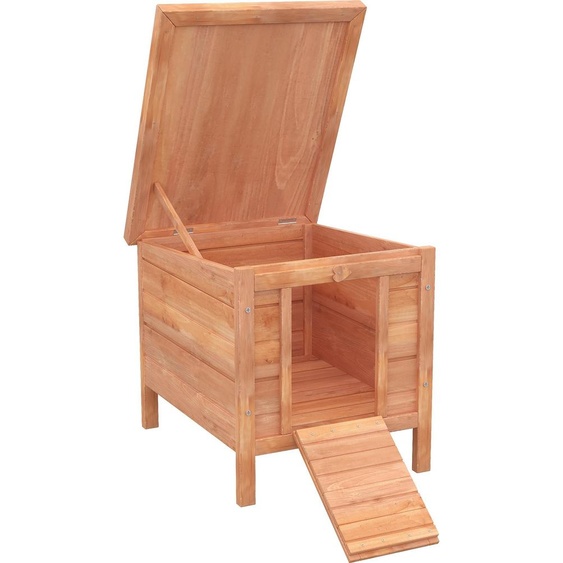 PawHut Clapier à lapin cage à lapin avec rampes/porte, toit ouvrant et étanche - en bois de sapin dim. 51L x 42l x 43H cm bois naturel et vert