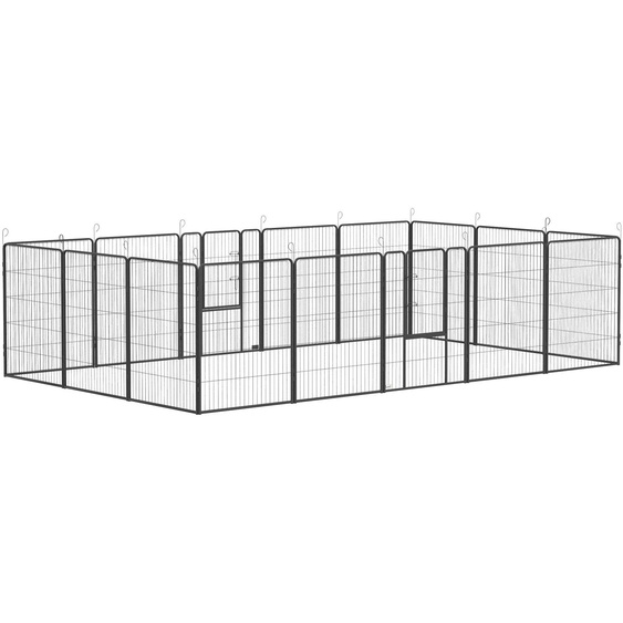 PawHut Enclos pour chiots, conception modulaire, 16 éléments, acier, gris